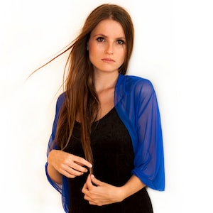Royal Blue Sheer Loop Shawl, Versatile Shrug, Evening Dress Bolero, Royal Blue Versatile Shawl, Blue Wrap, Cover Up, Scarf, Shrug, Bolero