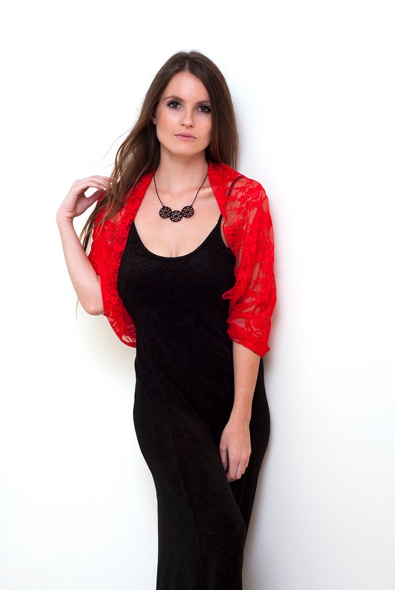 Plus Size Red Shrug. Evening Dress Cover Up Versatile Loop | Etsy