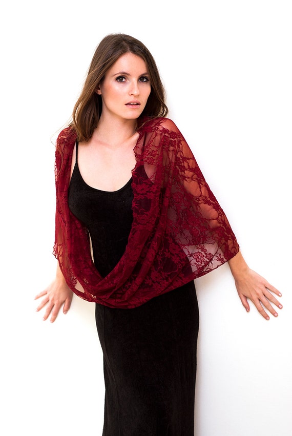 Plus Size Burgundy Lace Shawl Burgundy Cover Up Evening Lace Etsy