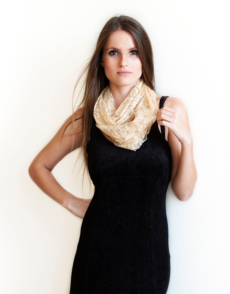 Champagne Lace Bolero Shawl With 4 Wearing Ways- Shawl, Shrug, Scarf And Crisscross. Plus Size , Elegant Champagne Shrug, Prom Lace Bolero
