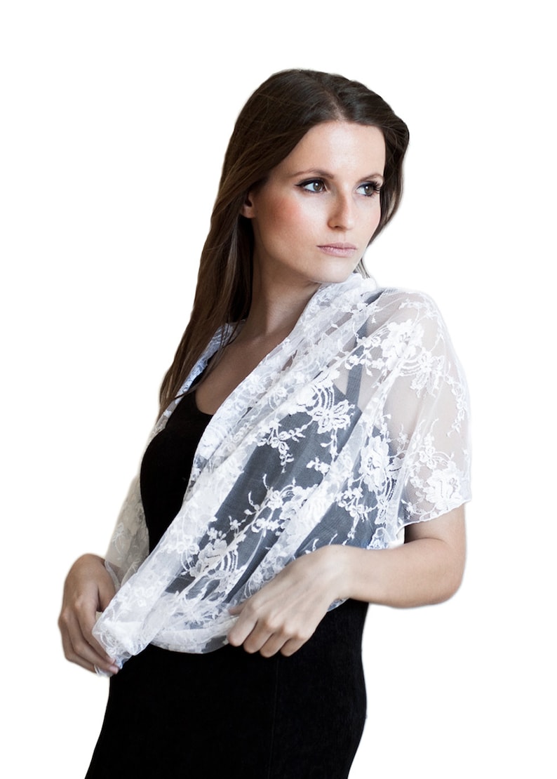 White Lace Wrap Shawl With 4 Wearing Options Shawl, Shrug, Crisscross
