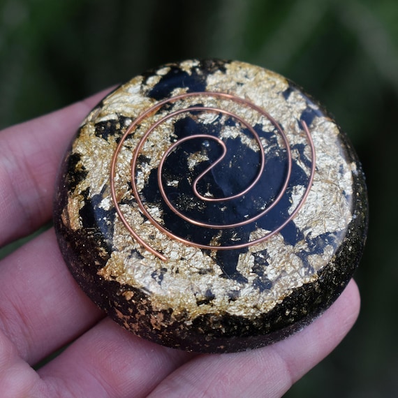 Orgone Energy Shungite Charging Plate Mini - Gold 50:50 METAL TO RESIN