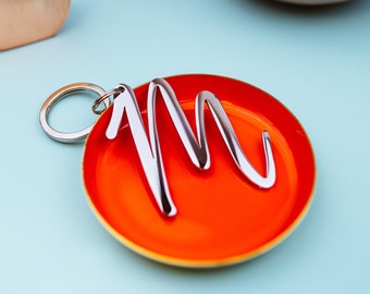 Name Initial Keyring silver handmade personalised engraved keepsake keychain for that special someone or treat yourself