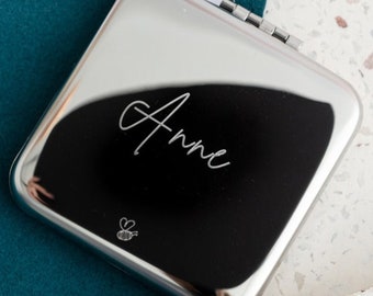 Personalised Compact Mirror | Engraved Mirror | Pocket Mirror | Square Mirror | Engrave both sides