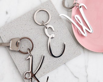 Initial Keyring | Silver Colour Initial Keyring | Choose your initial | Can be personalised | Perfect Birthday Gift for Her