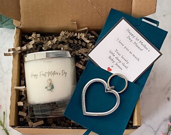 First Mother's Day Candle & Keyring or Keepsake Gift Set