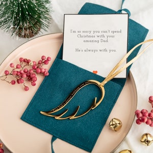 Personalised Gold Angel Wing Decoration – Memorial Ornament for Christmas, Remembrance Gift