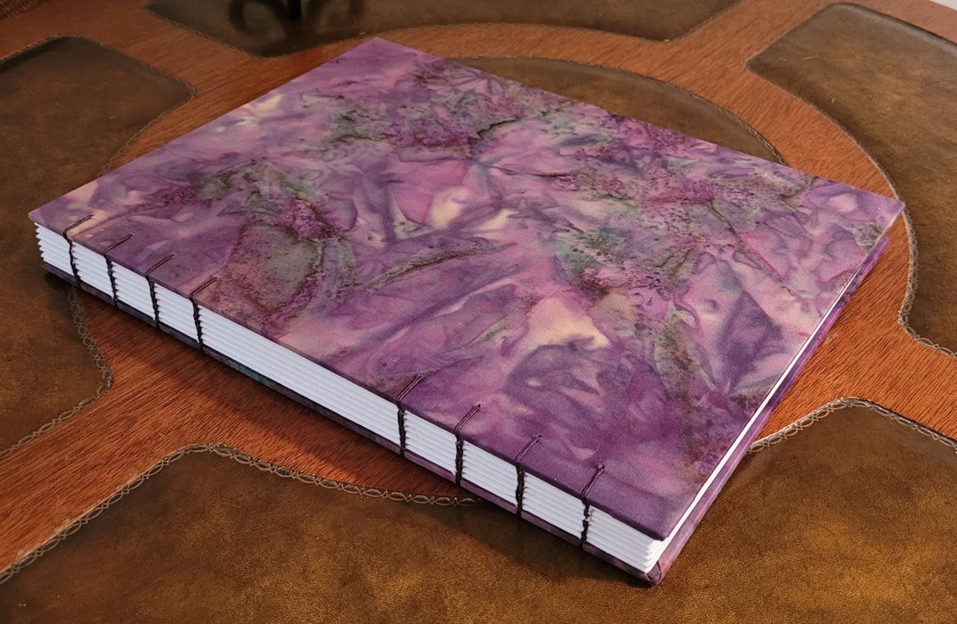 Extra Large UNLINED Mystic Purple Batik Print Fabric Hardcover Coptic