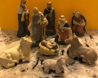 Nativity Scene Set. Vintage Bisque, ceramic. Free Shipping