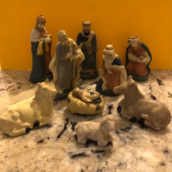 Nativity Scene Set. Vintage Bisque, ceramic. Free Shipping