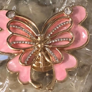BUTTERFLY lådknoppar, skåpknoppar. Rosa emalj med gulddetaljer. Set om 2. bild 5