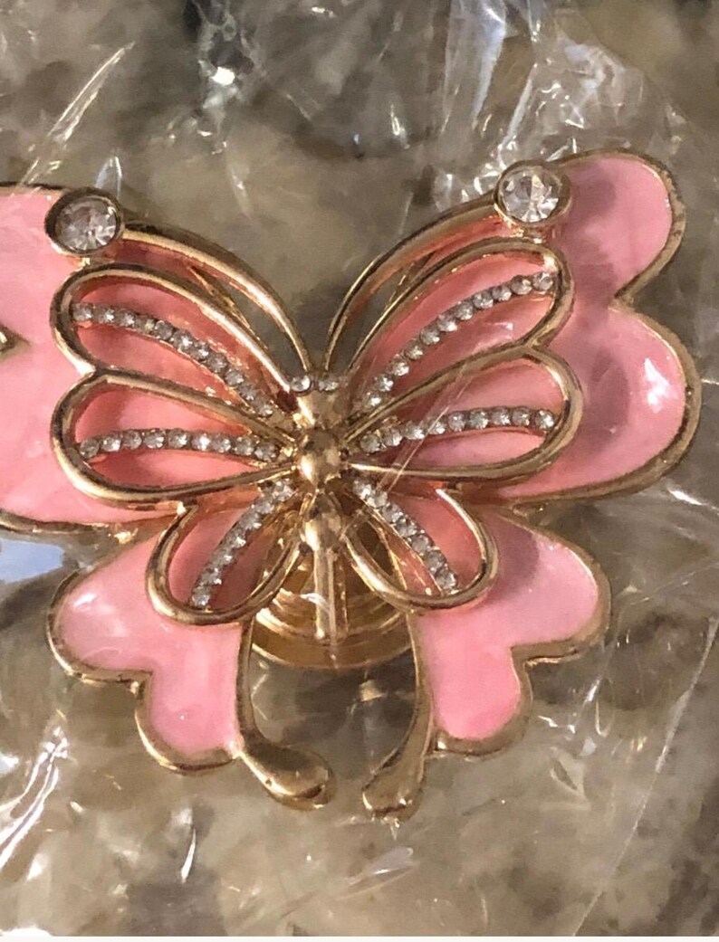 BUTTERFLY lådknoppar, skåpknoppar. Rosa emalj med gulddetaljer. Set om 2. bild 5