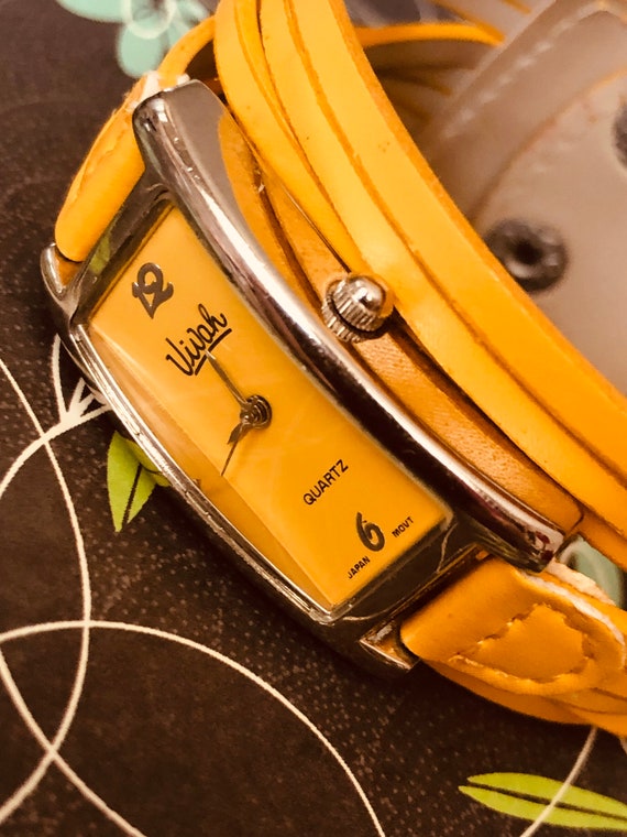 Vintage Watch. Mustard Yellow VIVAH QUARTZ faux leath… Gem