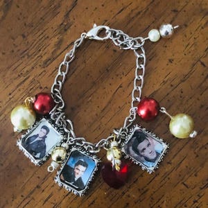 ELVIS CHARM BRACELET with red heart. Valentines Day gift. handmade