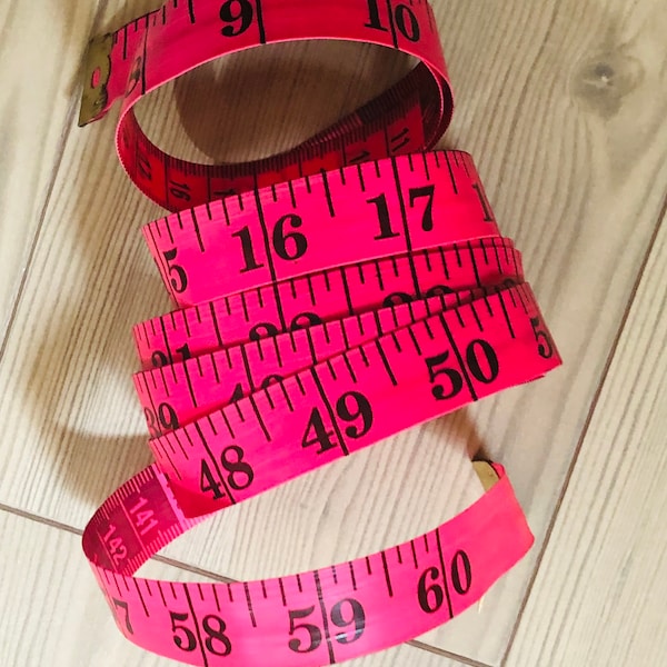 Vintage Pink Fiberglass Measuring Tape, 60 Inch