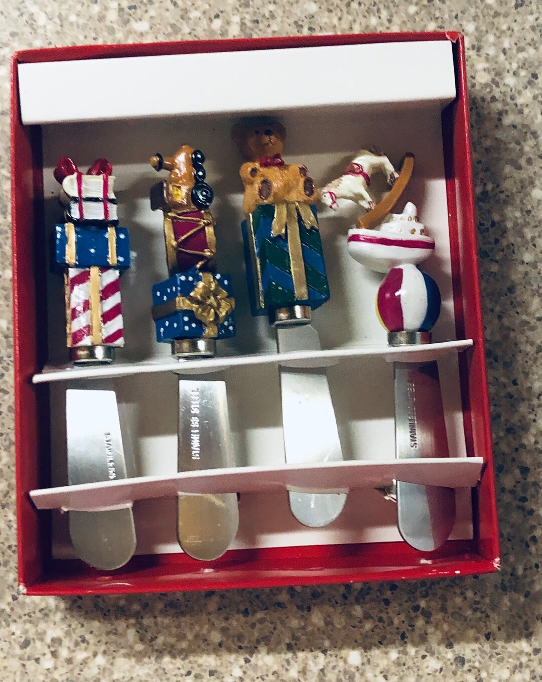 Vintage Christmas Dip Spreaders Brand New in Original Box. Nice Bright