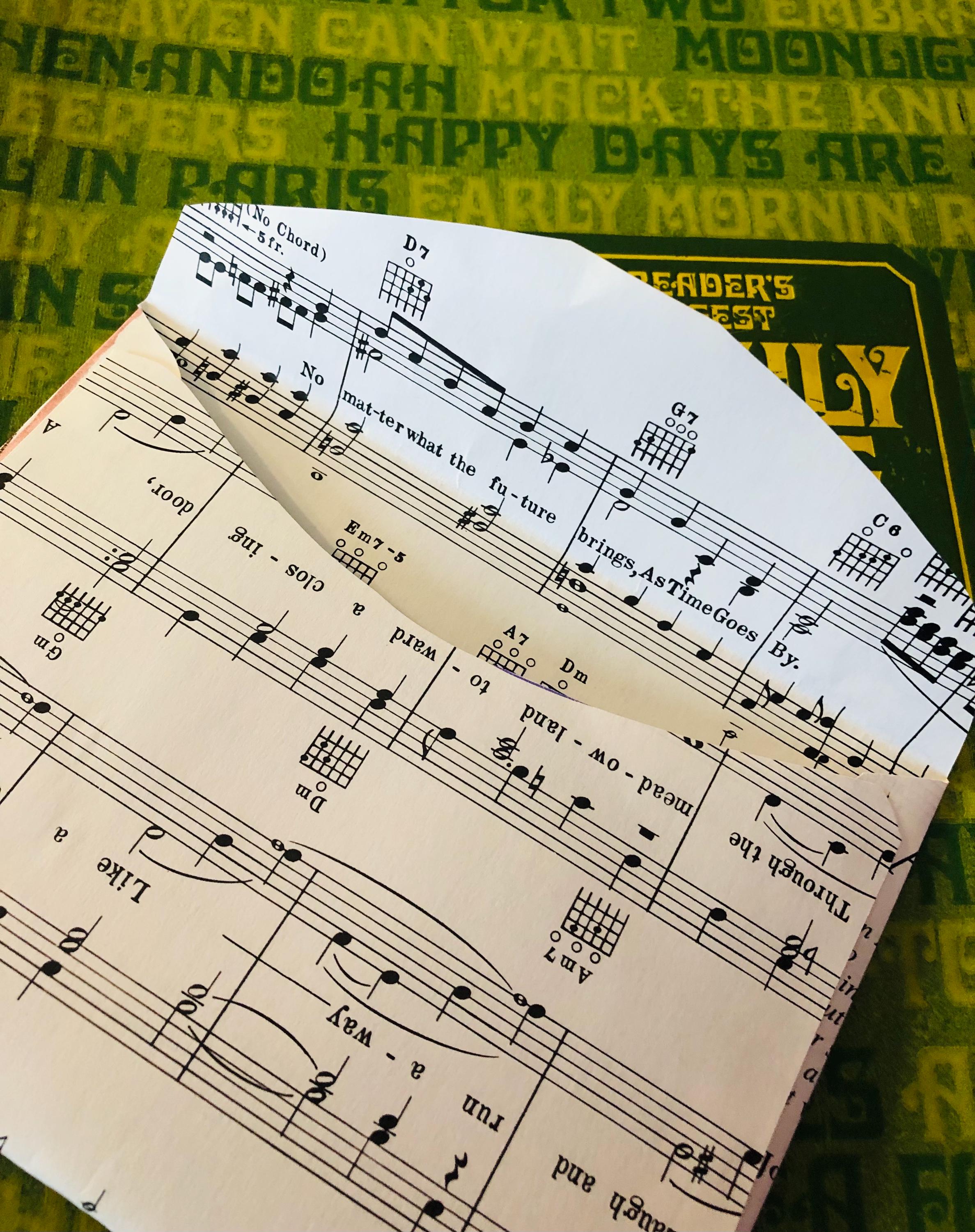 Music Envelope Pattern Vintage SHEET MUSIC ENVELOPES. Handmade With Readers Digest Family Song ...