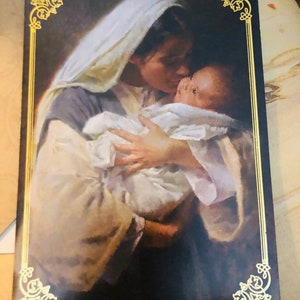 Carte de Noël vintage RELIGIEUSE, Vierge à l'enfant. Avec enveloppe assortie.