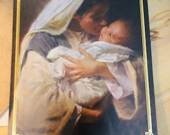 RELIGIOUS vintage CHRISTMAS Card, Madonna and baby. With matching envelope.