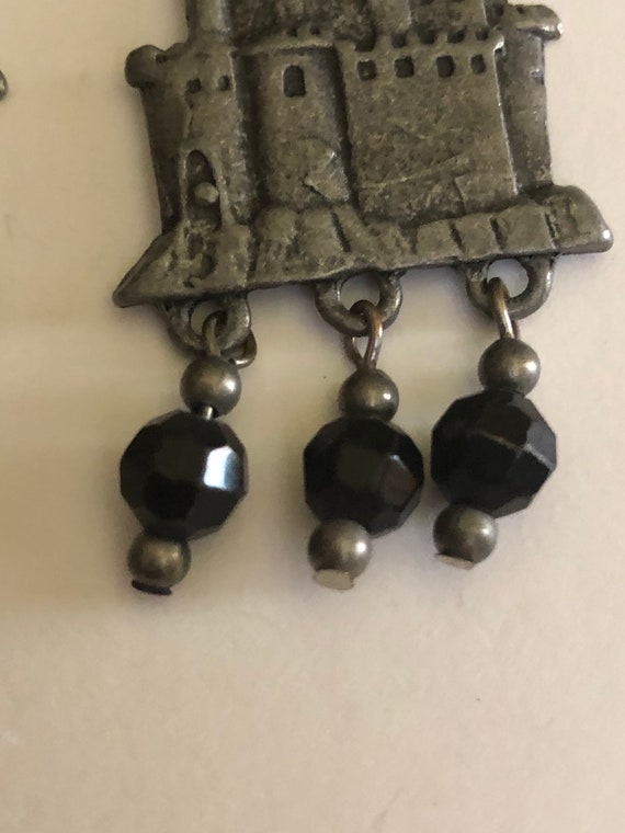 MIDEVIEL castle EARRINGS from the 80’s. Pewter da… - image 3