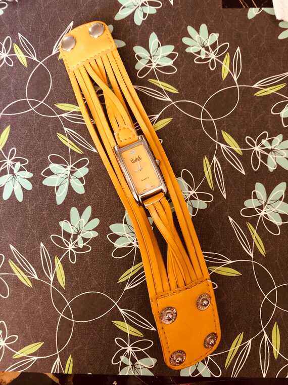 Vintage Watch. Mustard Yellow VIVAH QUARTZ Faux Leather Watch Etsy