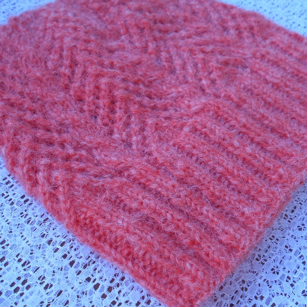 Coral beanie hat, fluffy hat, casual style, knitted beanie, warm fashion