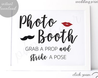 Printable Wedding Reception Sign | Photo Booth Sign | Grab a Prop | Instant Download | 5x7 & 8x10 | DIY Printable/Digital File | z003