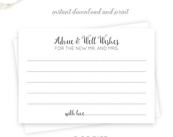 Printable Wedding Reception Advice Cards | Advice for Bride and Groom | Instant Download | 5x3.5 | DIY Printable/Digital File | r008