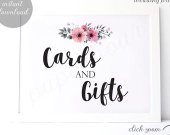 Printable Wedding Reception Sign | Cards and Gifts | Instant Download | 5x7 & 8x10 | DIY Printable/Digital File | z007