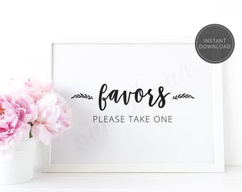 Printable Wedding Reception Sign | Favors please take one | Instant Download | 5x7 & 8x10 | DIY Printable/Digital File | z009