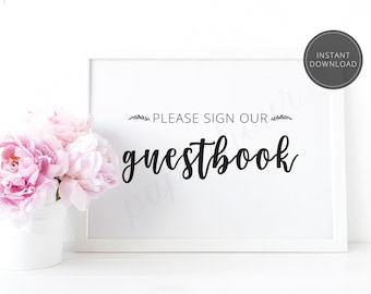 Printable Wedding Reception Sign | Please Sign our Guestbook | Instant Download | 5x7 & 8x10 | DIY Printable/Digital File | z008