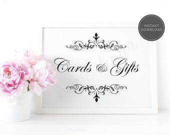 Printable Wedding Reception Sign | Cards and Gifts | Instant Download | 5x7 & 8x10 | DIY Printable/Digital File | z010