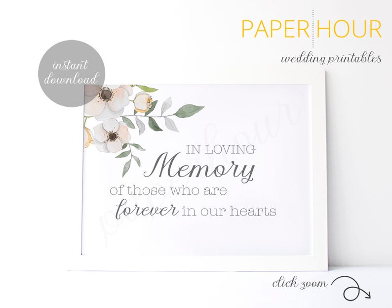 Printable Wedding Sign  In Loving Memory  Forever in our image 1
