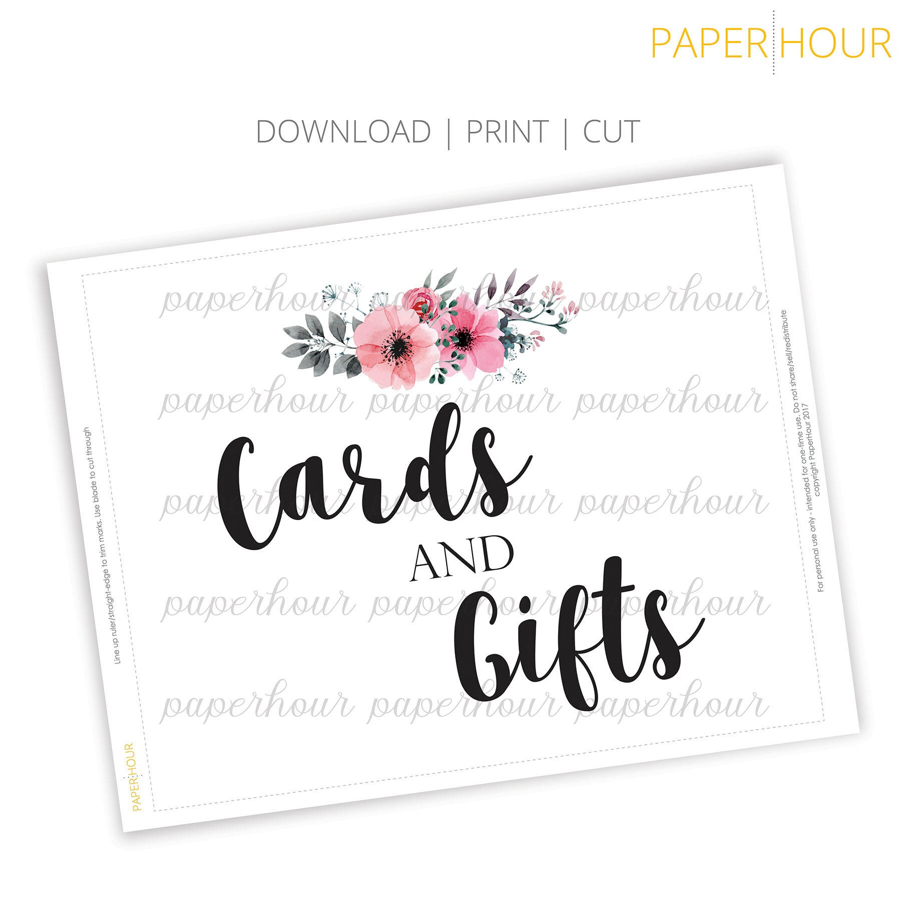 Cards Sign Printable Printable Wedding Reception Sign | Cards and Gifts | Instant Download ...