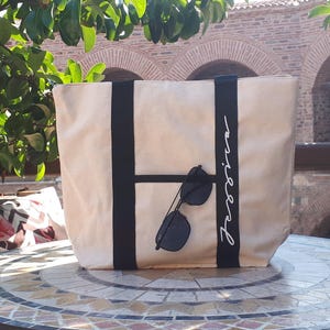 Personalisierte Strand Brautjungfer Boot Tasche, Bachelorette Party Favor, Canvas Schultertasche mit Clips, Tasche, Innenfutter, Pool Geschenktasche