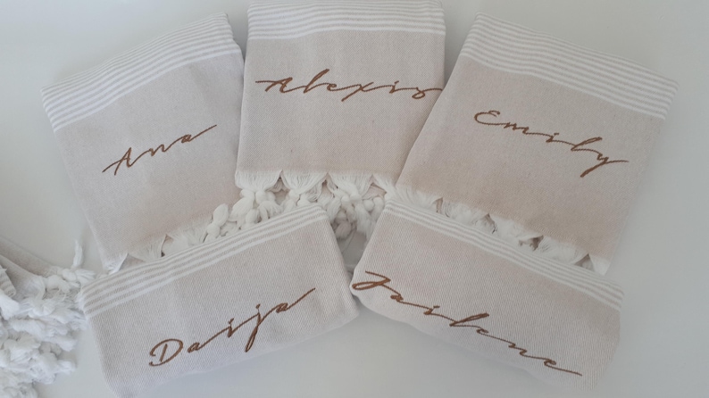 Turkish beach towel , Personalized custom bridesmaid gift image 2
