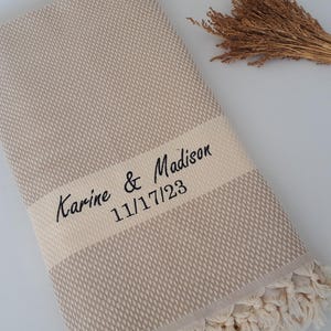 Embroidered Cotton Anniversary Blanket, Personalized Throw (79 X 95 Inch)