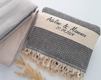 Anniversary Gift : Personalized Cotton Throw Blaket for Adult , Custom Unique Gift for Wife Her