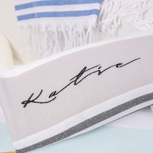 personalized beach towel // custom turkish towel // embroidery towel image 1