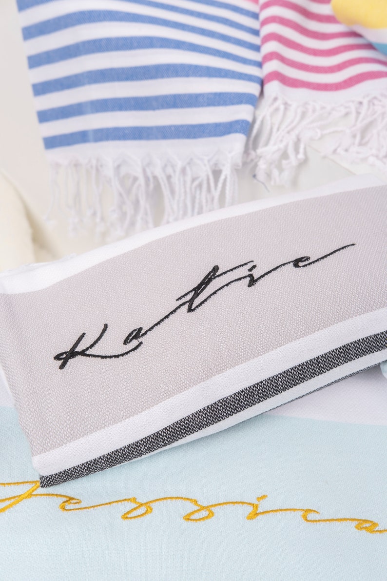 personalized beach towel // custom turkish towel // embroidery towel image 1