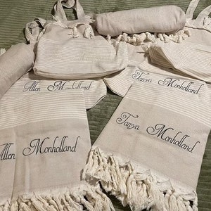 Turkish personalized Towel,bridesmaid gift,bachelorette beach towel, monogram peshtemal towel, turkish hammam towel, zdjęcie 5