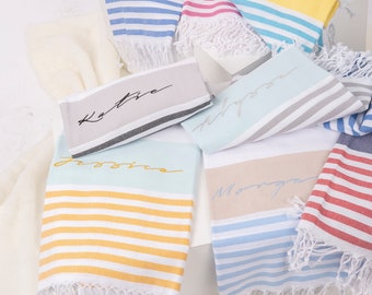 bridesmaid towel // turkish beach towel // personalized towel // weddding bachelorette gift