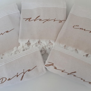 Toalla de playa personalizada, algodón turco orgánico, bordado personalizado