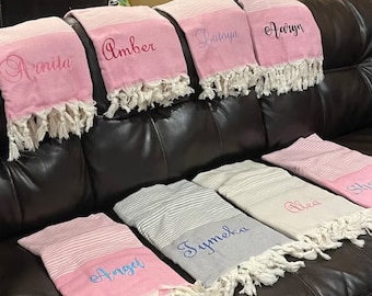 Turkish personalized Towel,bridesmaid gift,bachelorette beach towel, monogram peshtemal towel, turkish hammam towel,
