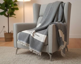Personalized Anniversary Blanket for Boyfriend : Embroidered Names & Date for Him