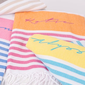 bridesmaid personalized cotton towel,turkish beach towel,Bachelorette beach peshtemal blanket,bridal party towel