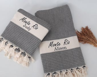 Manta de aniversario de algodón bordada personalizada: regalo para pareja