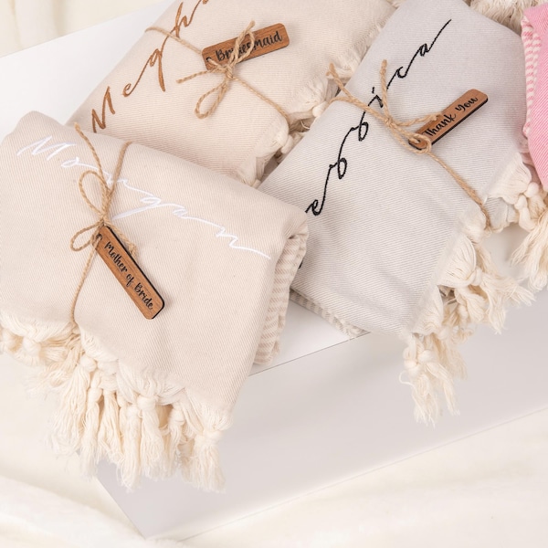 Bridesmaid Towel, Personalized Beach Bachelorette Towel, 100 % Turkish Cotton