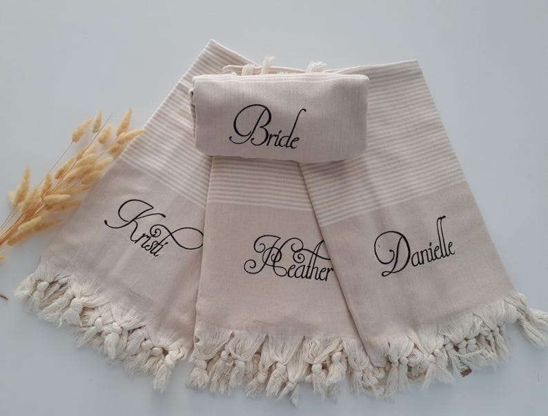 Turkish beach towel , Personalized custom bridesmaid gift image 9