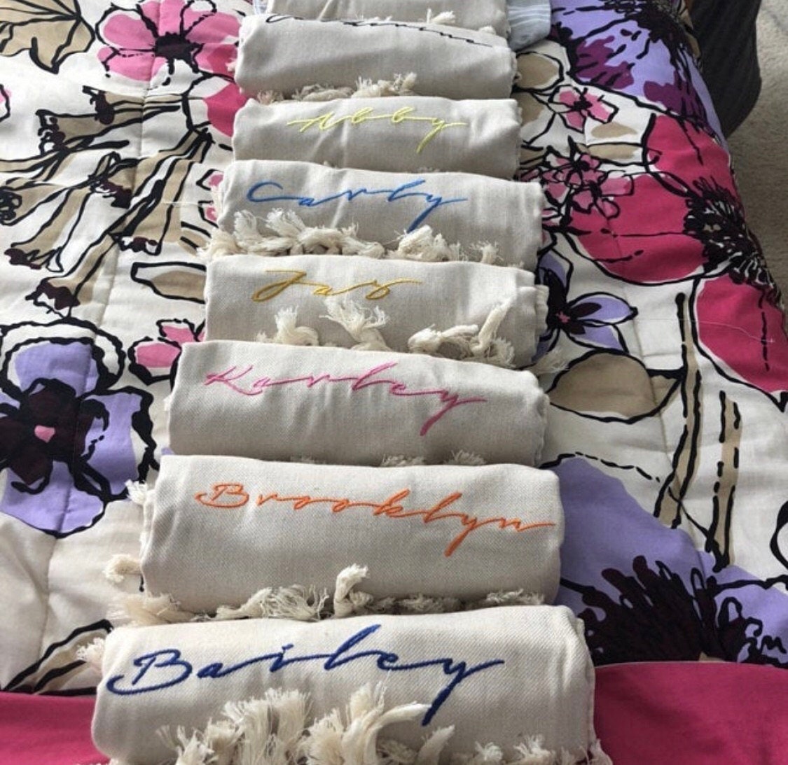 Turkish Beach Towel, Personalized Custom Bridesmaid Gift